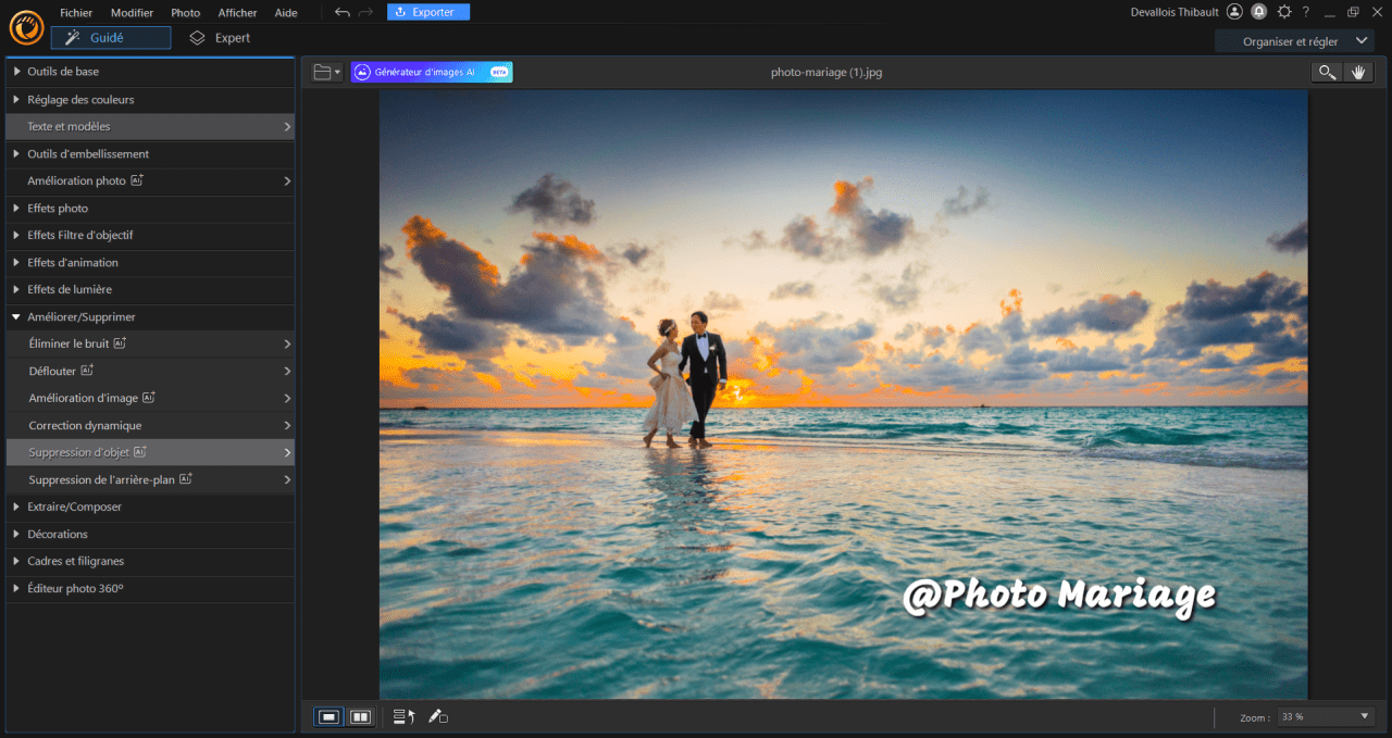 Supprimer un filigrane en ligne - logiciel PhotoDirector