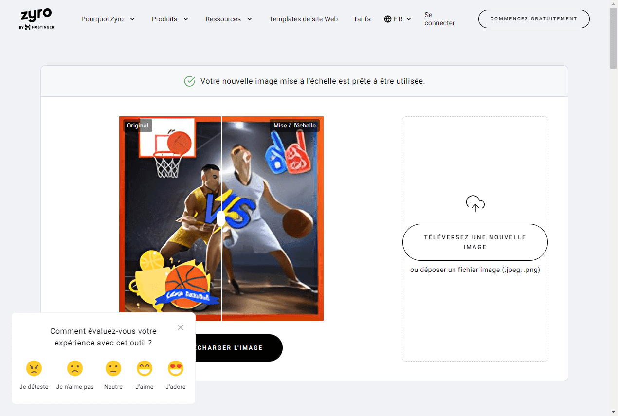 Zyro - 2ème meilleure solution pour améliorer des images en ligne