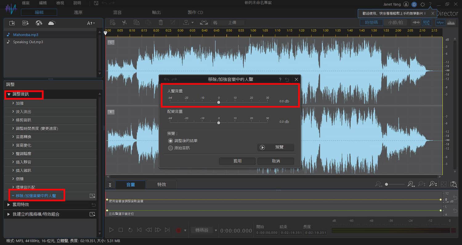 去人聲軟體推薦AudioDirector