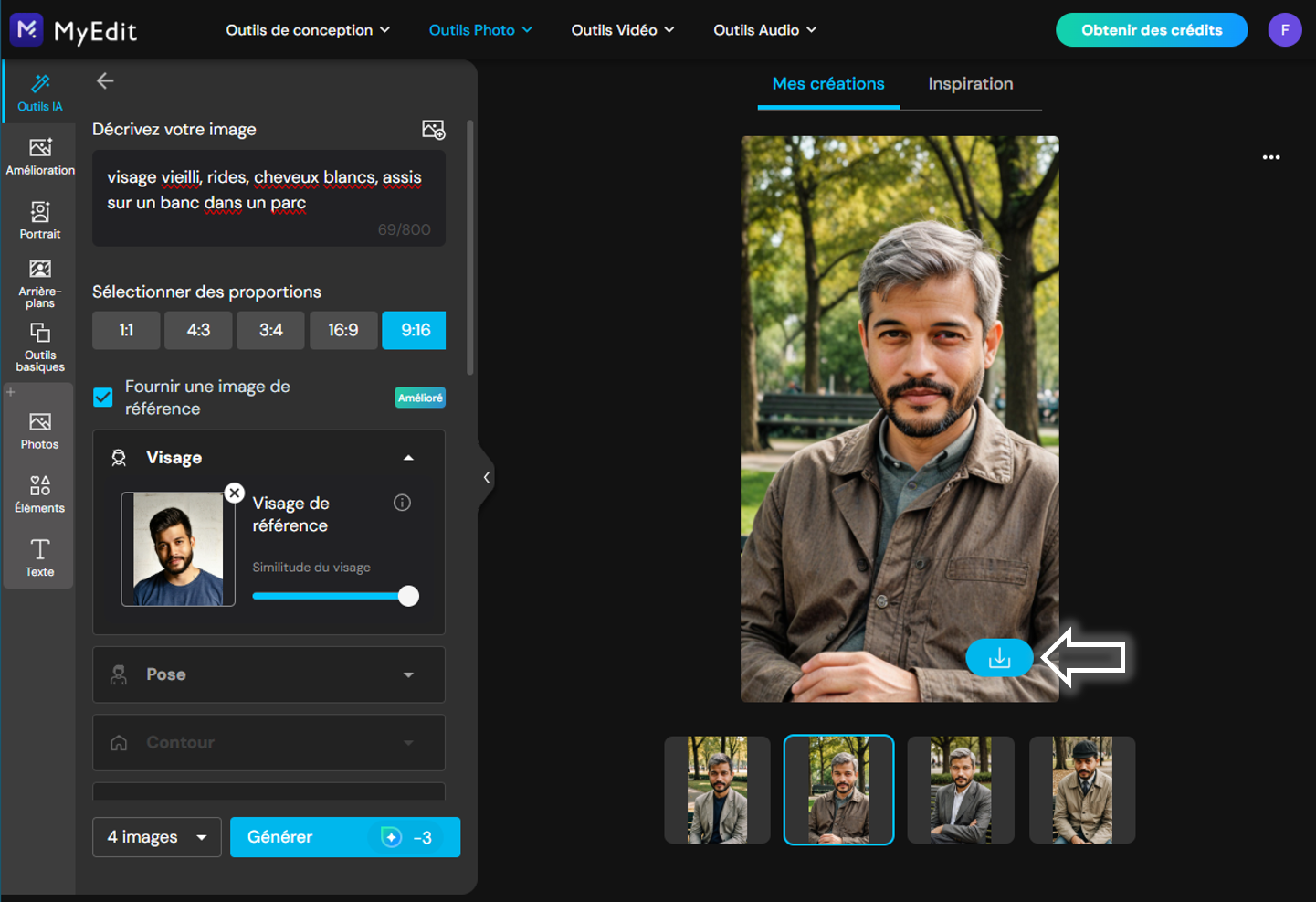 Tutoriel - Vieillir un visage sur une photo avec MyEdit - Etape 3