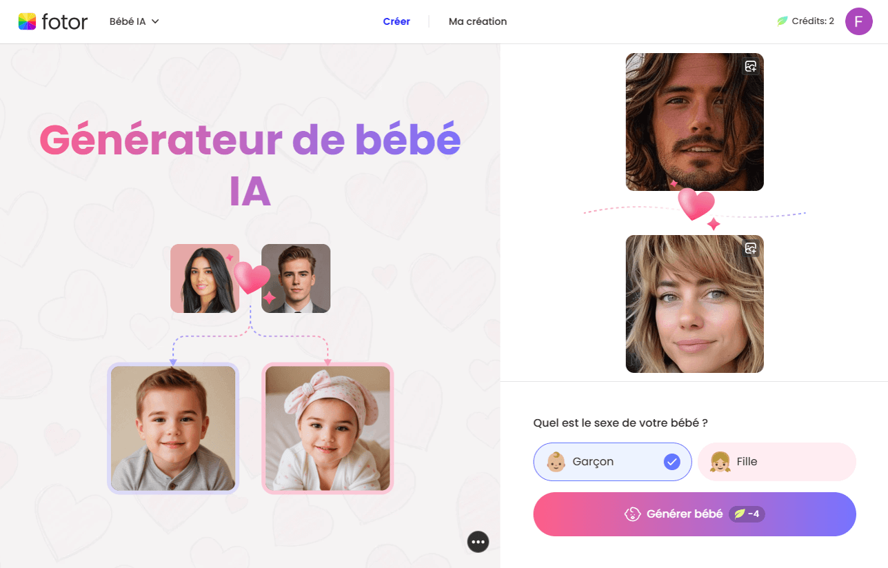 Fotor - 2e meilleur générateur de bébé IA