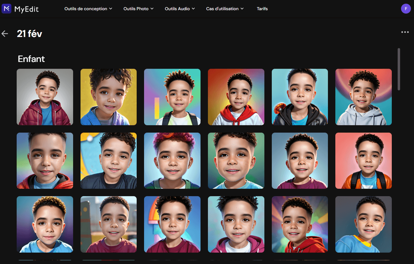 MyEdit - Meilleur outil en ligne pour générer votre enfant IA
