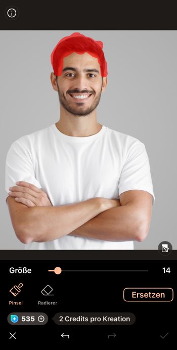 Markiere die Haare, um Sie mit einer Glatze zu ersetzen