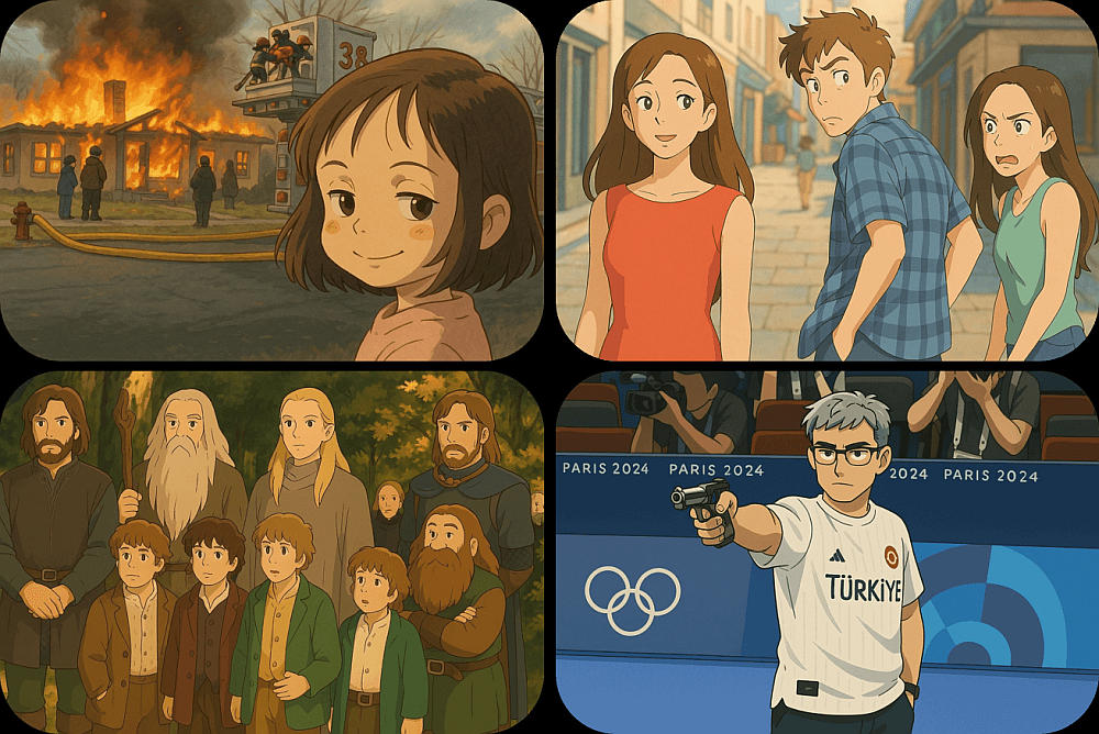Beispiele für Memes und Filmszenen im angesagten Ghibli-Stil