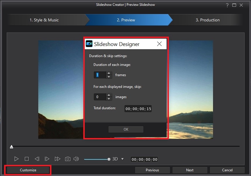 PowerDirector - Customize Slideshow