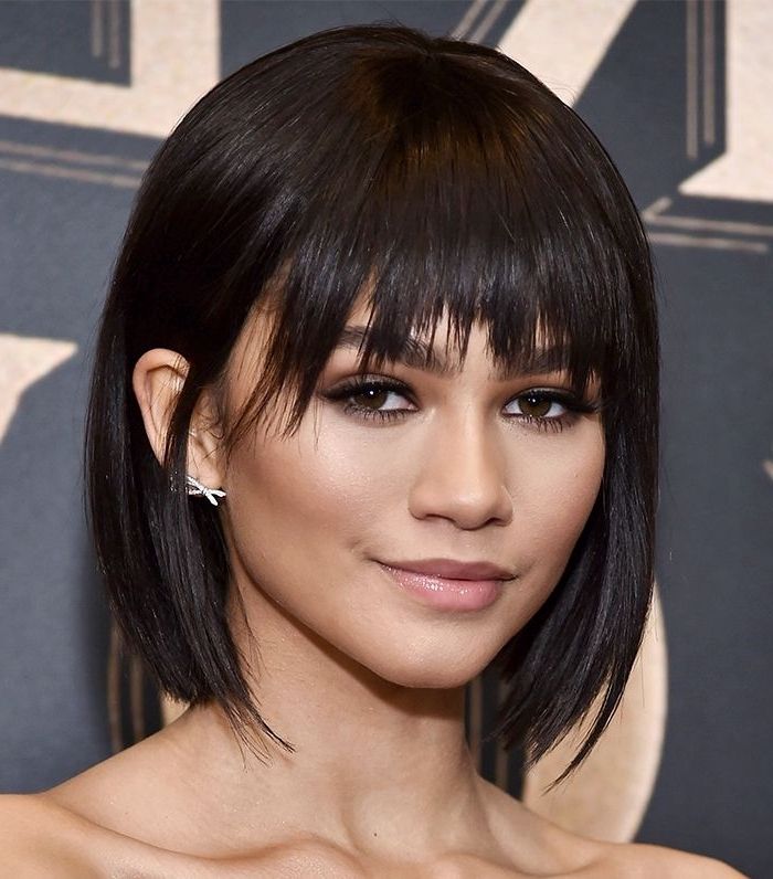 Carré avec frange effilée sur cheveux fins, effet léger et dynamique
