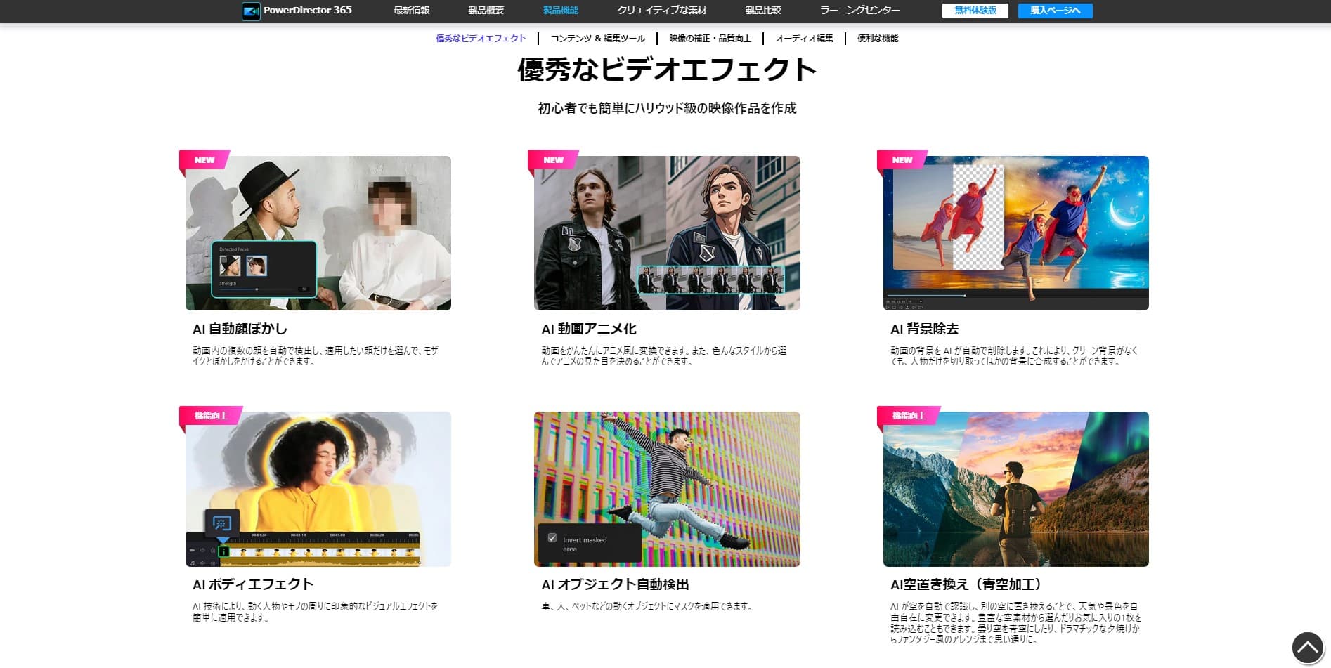 PowerDirector 製品機能 公式サイト