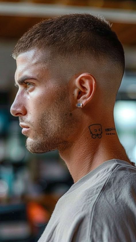 High skin fade with short top haircut for men