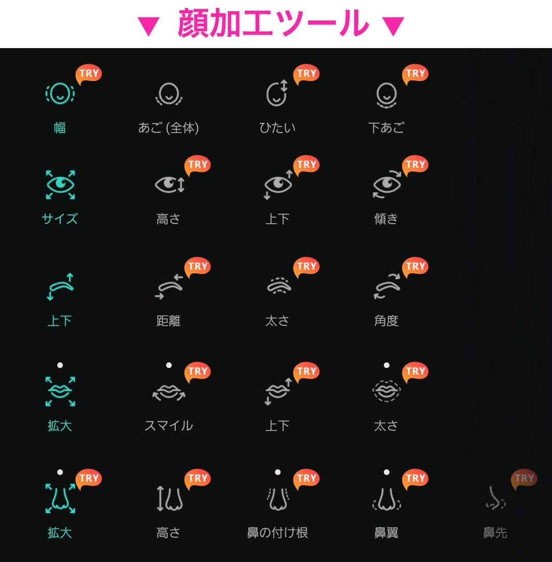 PhotoDirector 顔加工ツール