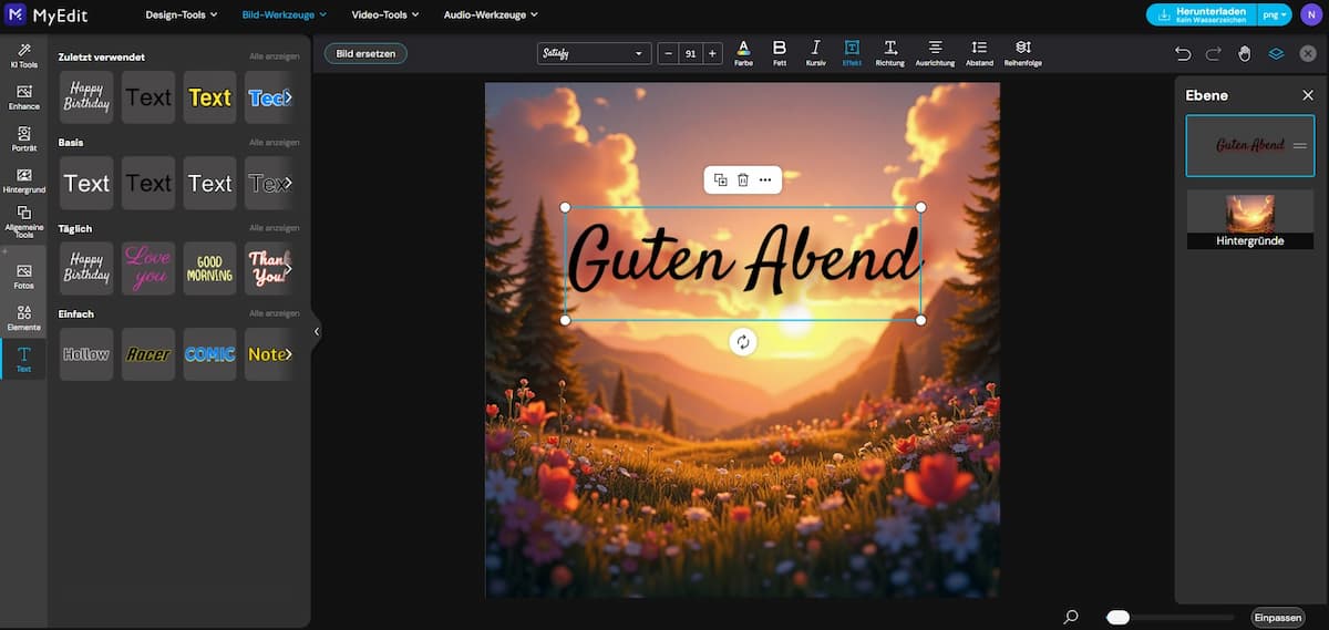 MyEdit - Abendgrüße gestalten MyEdit - Abendgrüße gestalten