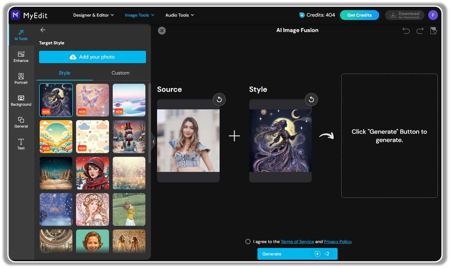 How to merge 2 pictures with AI online - Step 3