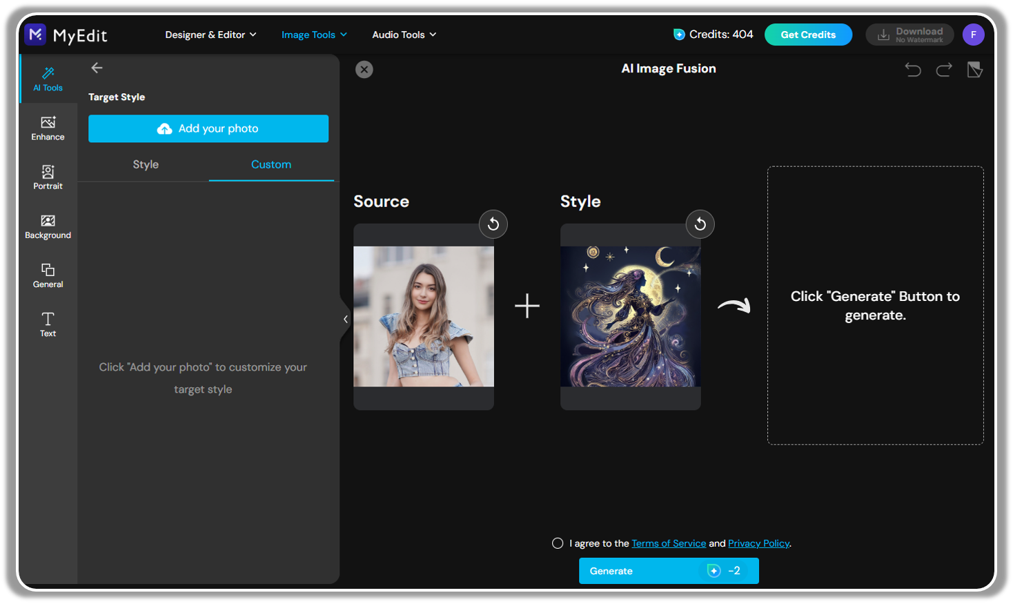 How to merge 2 pictures with AI online - Step 4