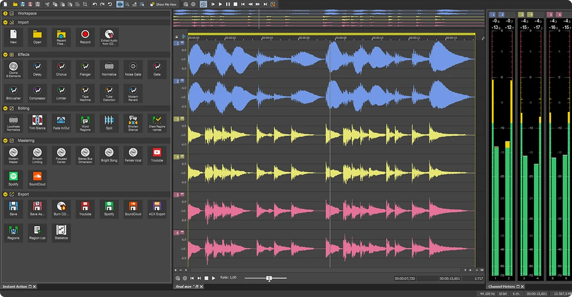 Interfaz de Audacity, un programa para grabar audio gratuito