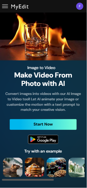 MyEdit - Create an AI Cheerleader video online step 1