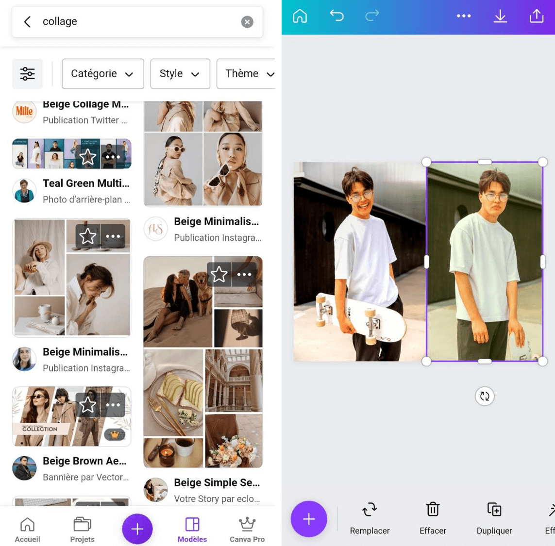 Canva Interface - Application montage photo