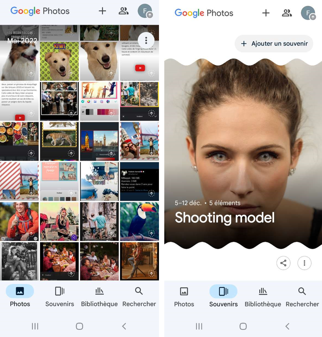 Google Photos Interface - Application montage photo