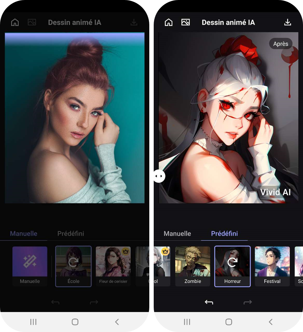Vivid AI Interface - Application retouche photo IA