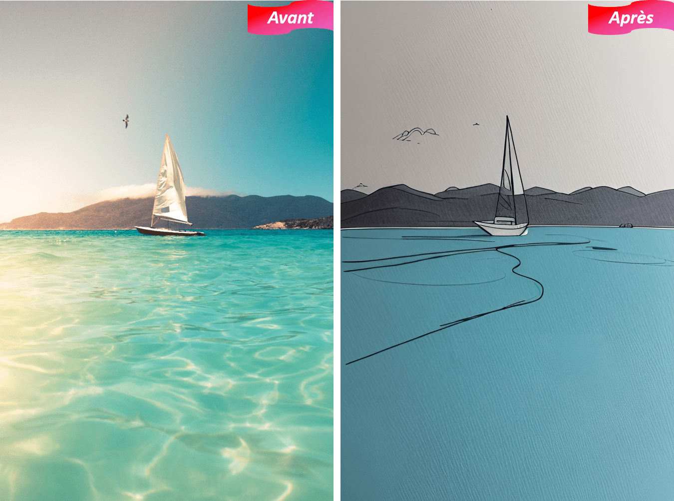 Photo de famille transformée en dessin avec PhotoDirector