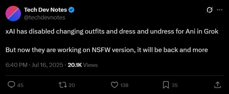 Information About Grok Ani NSFW Mode