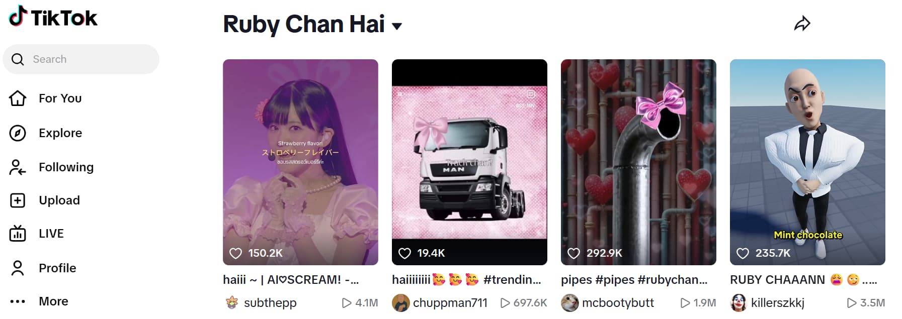 videos de tiktok inspirados en Ruby Chan Hai