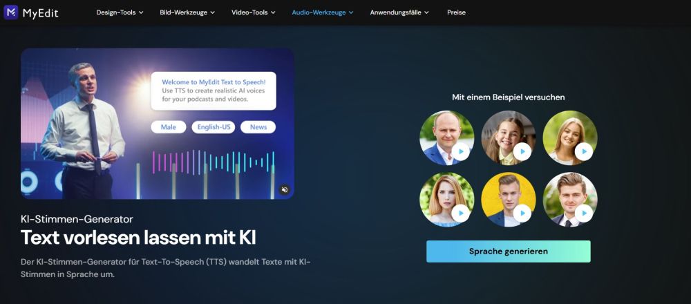 MyEdit: Texte mit KI-Stimme online vorlesen lassen