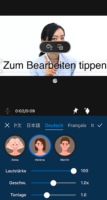 KI-Stimmen in der PowerDirector-App