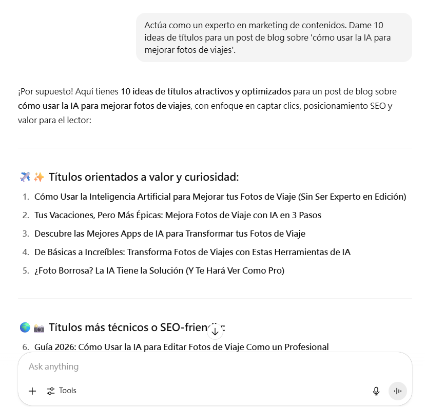 Prompts útiles para tu día a día