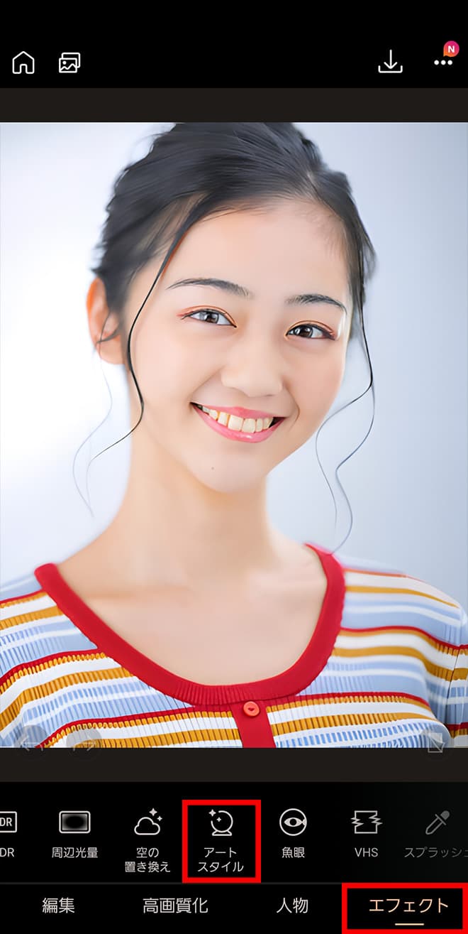 PhotoDirector アートスタイル選択画面