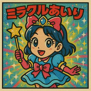 有名食玩シール風イラストに女性の名前を付ける 生成した後の画像