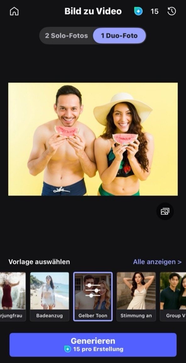 MyEdit KI Bild zu Video UI MyEdit KI Bild zu Video UI