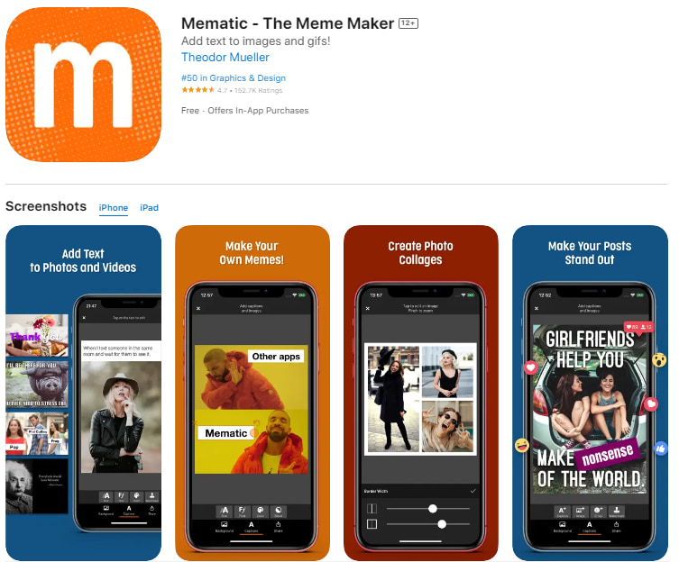 Mematic app Interface