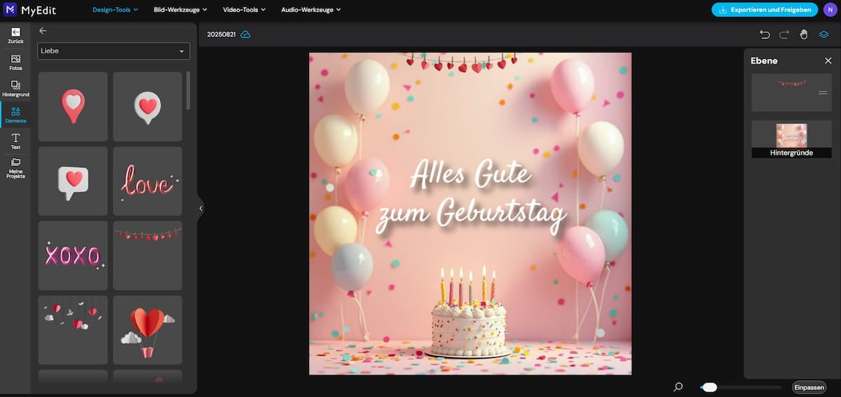 MyEdit - Geburtstagsgrüße gestalten