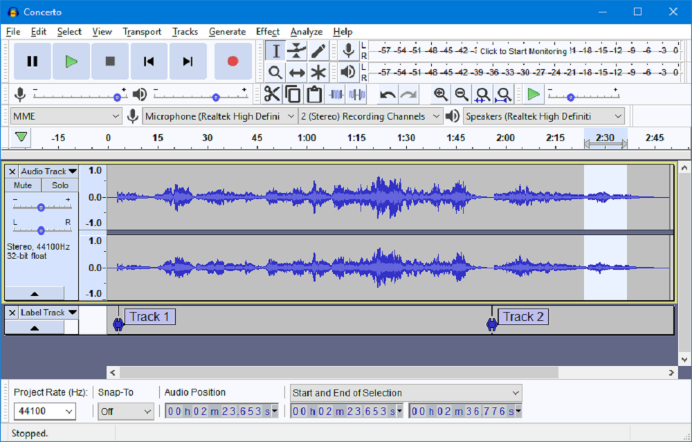 Audacity Interface