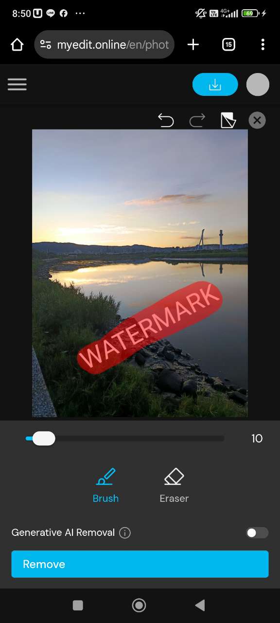 Brush over watermark with AI Object Removal