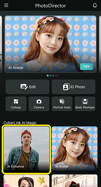 PhotoDirector App - Best Passport Photo App Open PhotoDirector and find AI Enhance