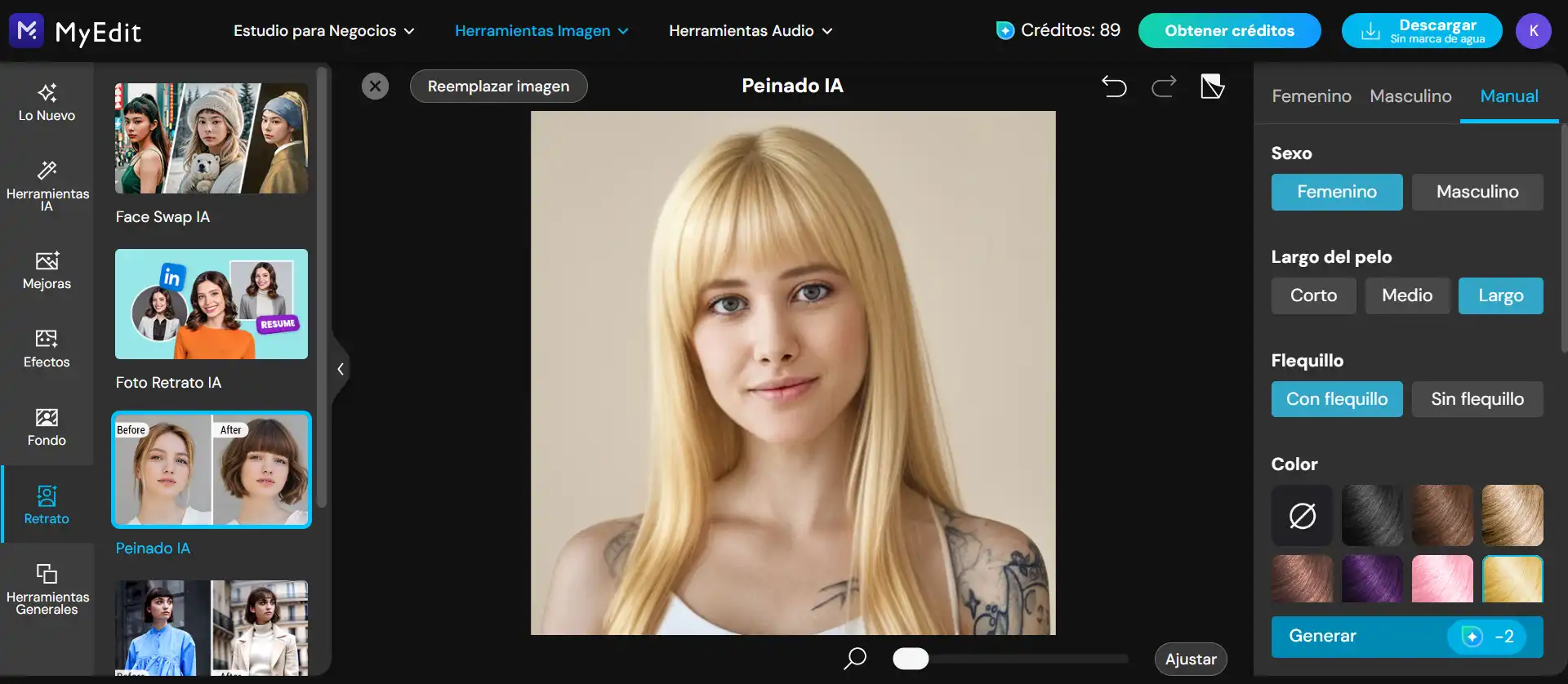 Prueba un look mortal con Peinado IA