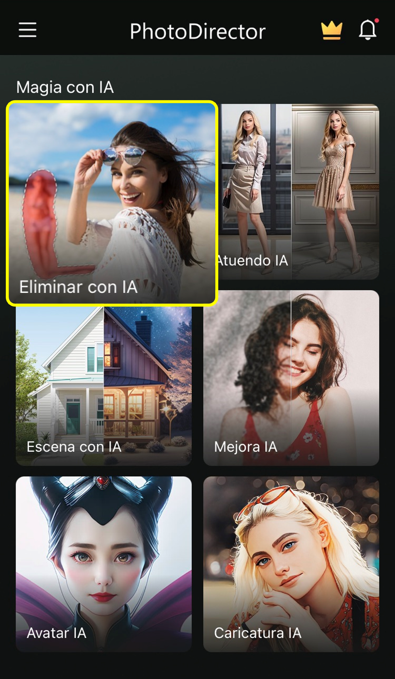 PhotoDirector - borrar personas de fotos