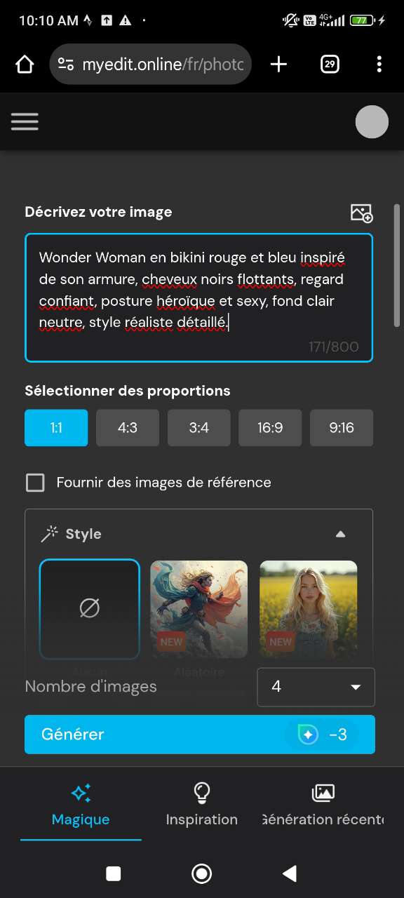 Prompt pour générer Wonder Woman sexy