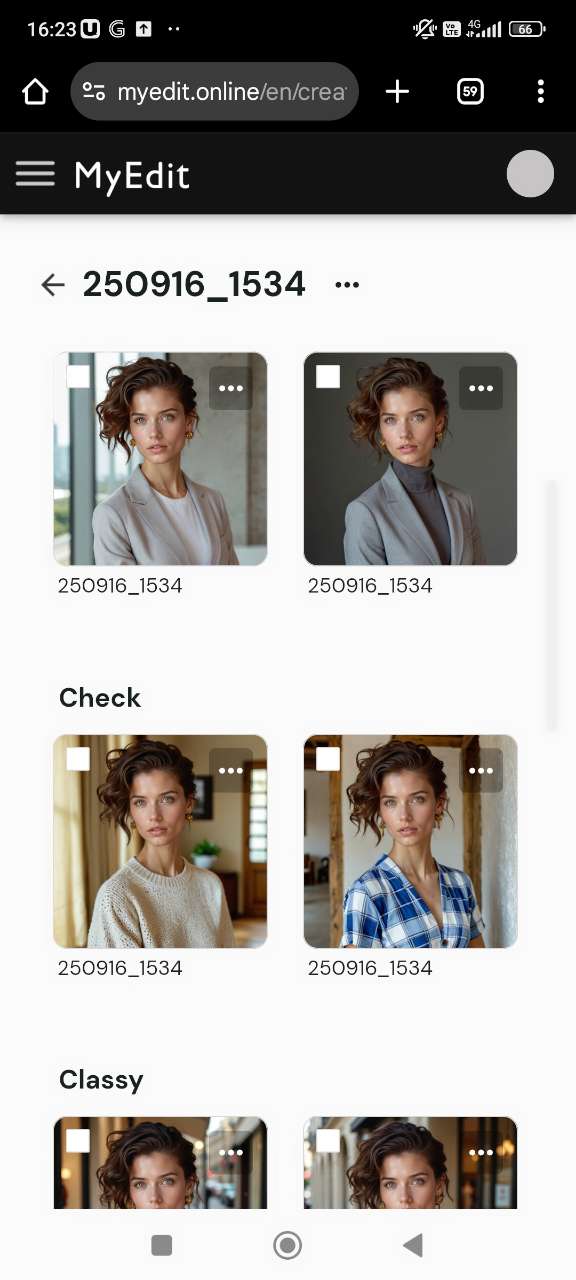 Generated outfits from AI Outfit Tool