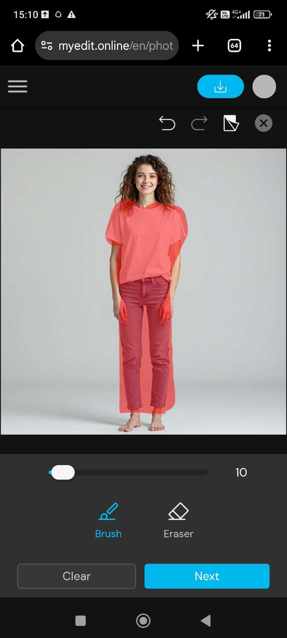 Select clothing area with brush tool