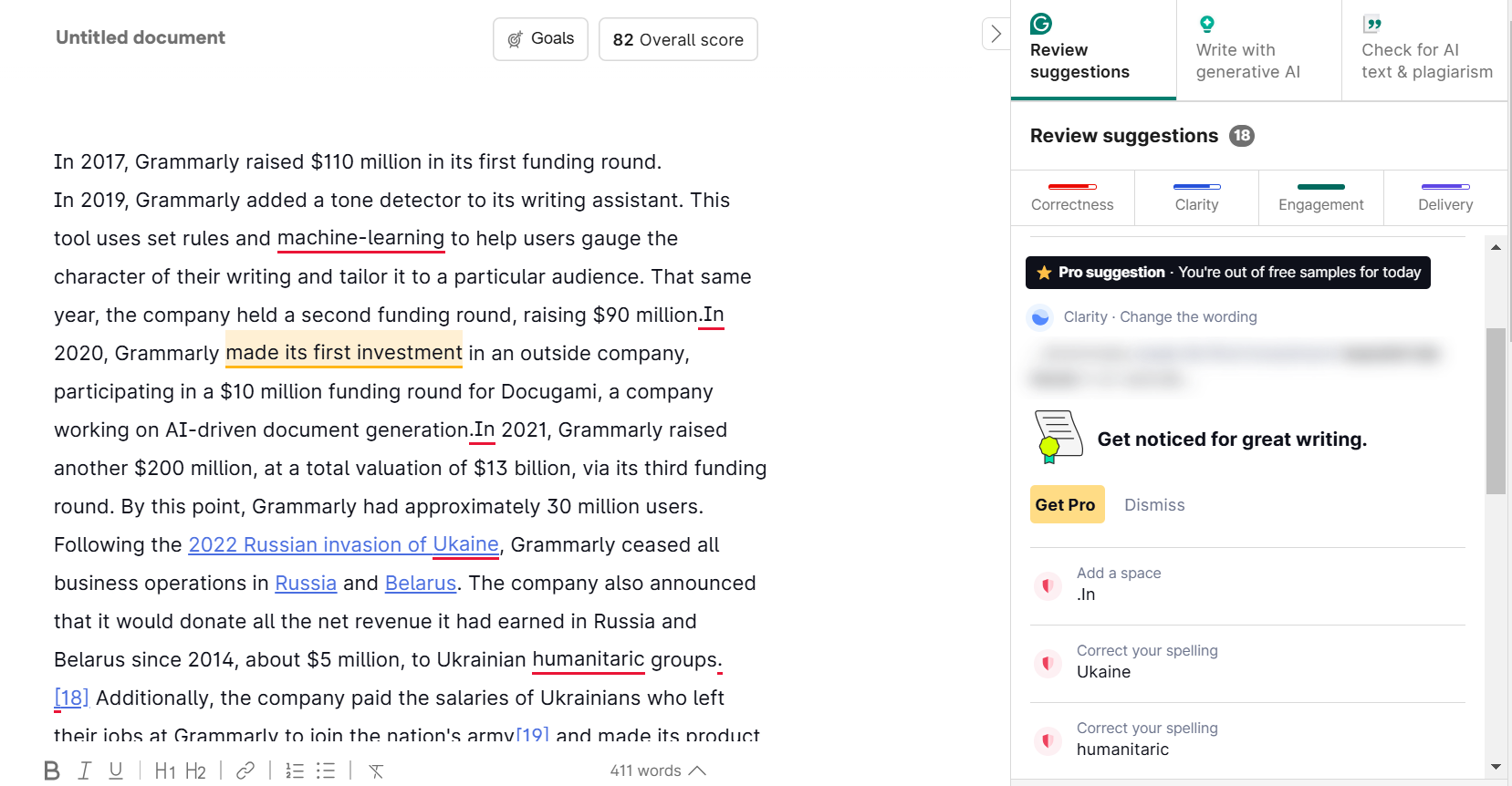 AI工具：Grammarly