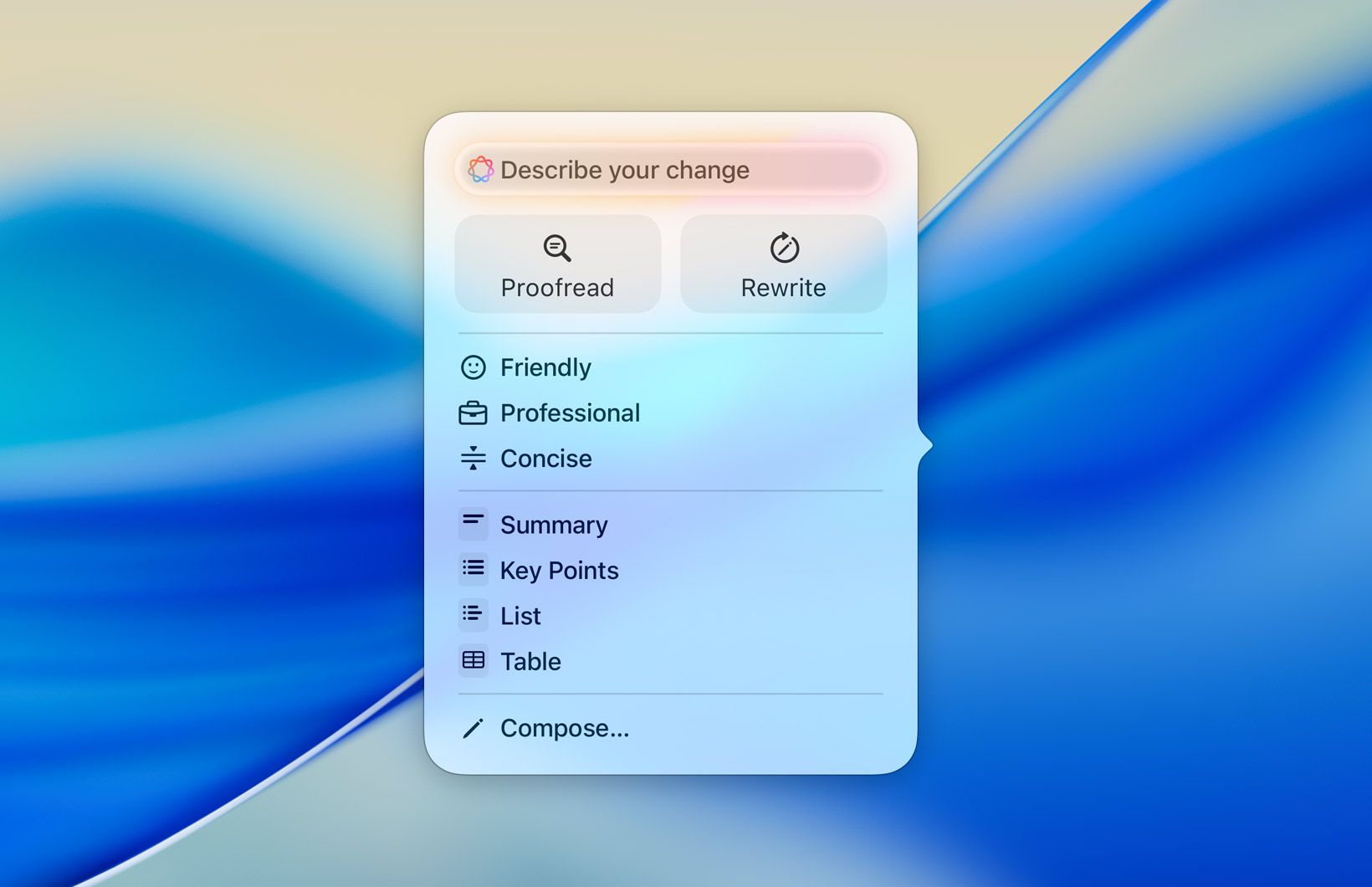 Apple Intelligence 書寫工具