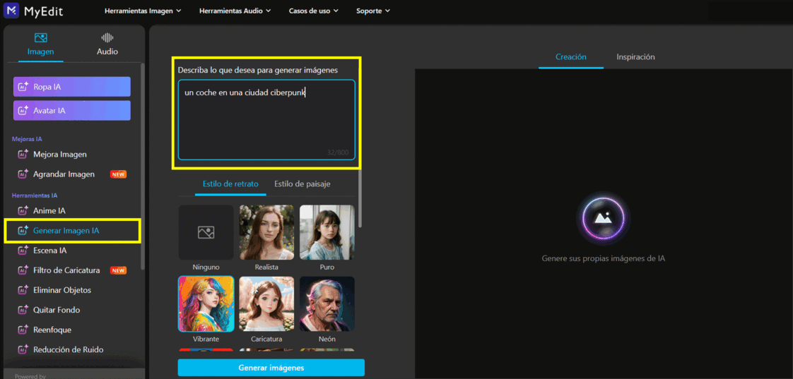 MyEdit - el mejor generador de dibujos con inteligencia artificial online