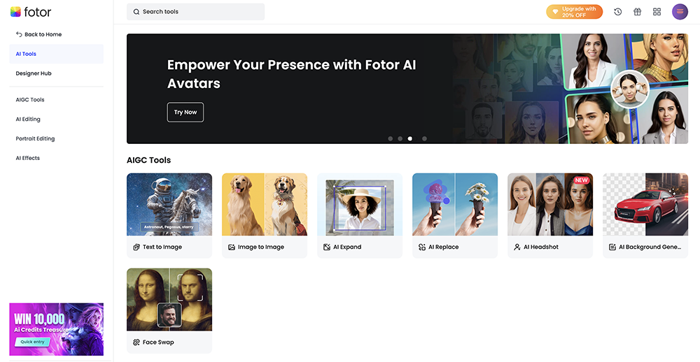 Fotor Interface