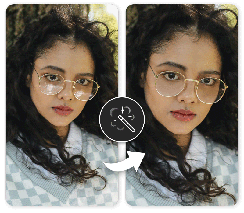 Try YouCam Perfect to remove glare from photos