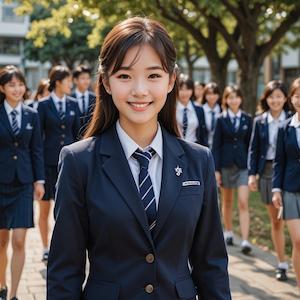 MyEdit AI 画像生成 紺色のブレザー スタイル:リアル反映画像2