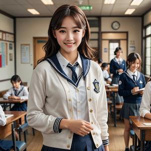 MyEdit AI 画像生成 セーラー服ーカーディガンあり スタイル:リアル反映画像1