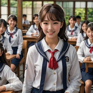 MyEdit AI 画像生成 セーラー服ーカーディガンあり スタイル:リアル反映画像2