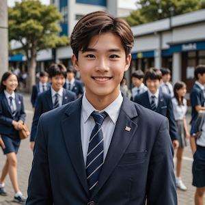 MyEdit AI 画像生成 男子高校生ー紺ブレザー スタイル:リアル反映画像1