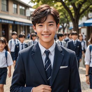 MyEdit AI 画像生成 男子高校生ー紺ブレザー スタイル:リアル反映画像2